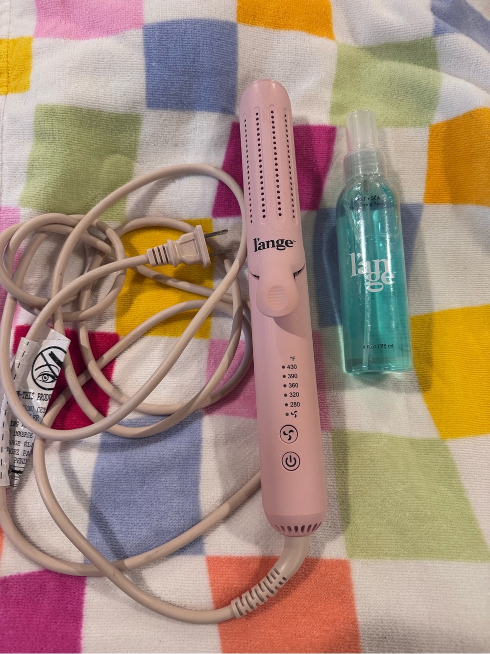 l'ange Pink 2 in 1 flat iron dryer with Heat Protectant